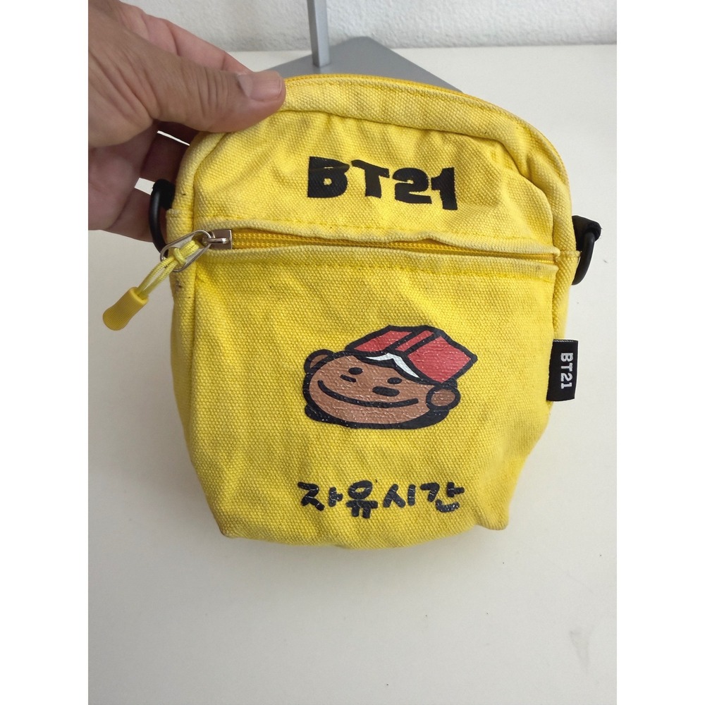 BT21‎ Shooky Yellow Canvas Crossbody Bag Pouch BTS Line Friends K-Pop Accessory